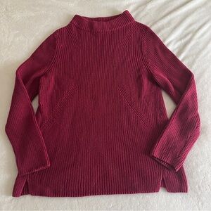 Talbots Wine Red Long Tunic Heavy Knit Sweater Size XL 100% Cotton